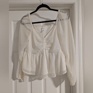 Blouse with Sheer Overlay size L